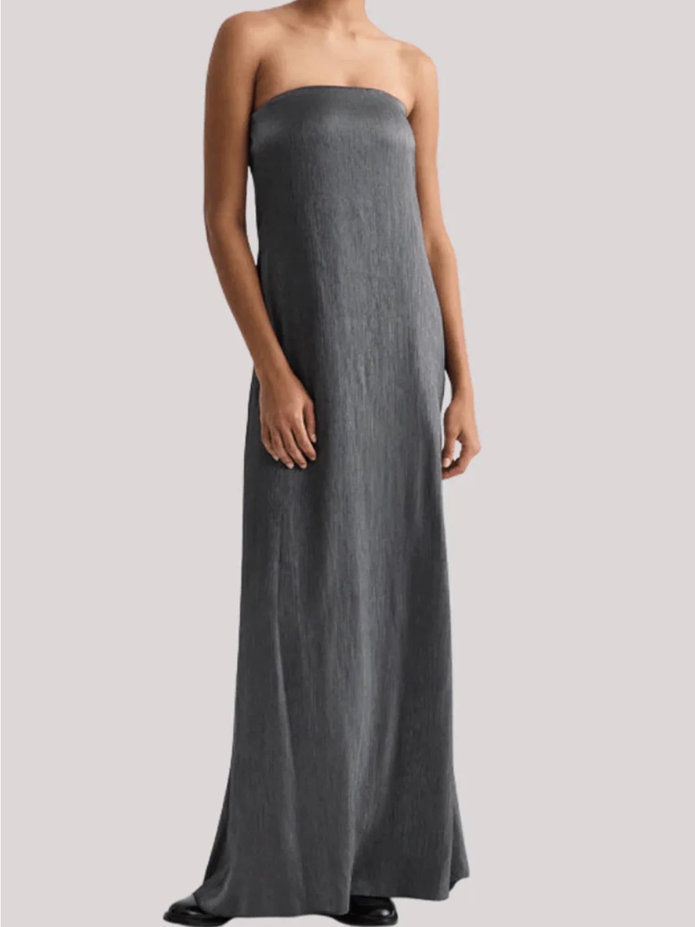 Strapless Charcoal Gray Maxi Dress - Elegant Evening Wear